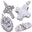 Silver Christian Jewelry in Crosses,
                            Medals, Rings.