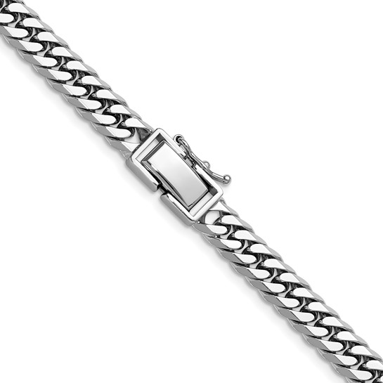 (image for) Platinum Polished and Diamond-cut 5.85mm Solid Curb, Safety Clasp, 20" Chain